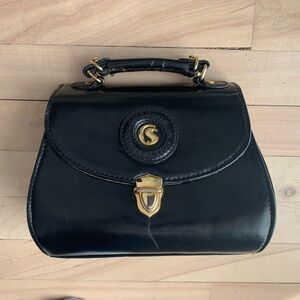 CHENSON - Chic Black Leather Mini Bag with Gold Accents